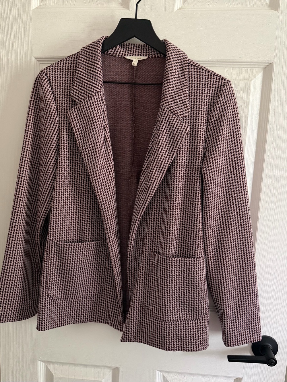 Maurices Pink Houndstooth Open-Front Blazer